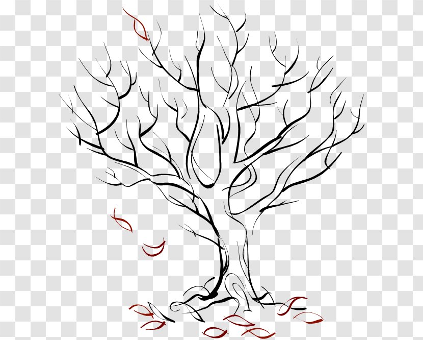 Drawing Autumn Season Sketch - Black And White Transparent PNG