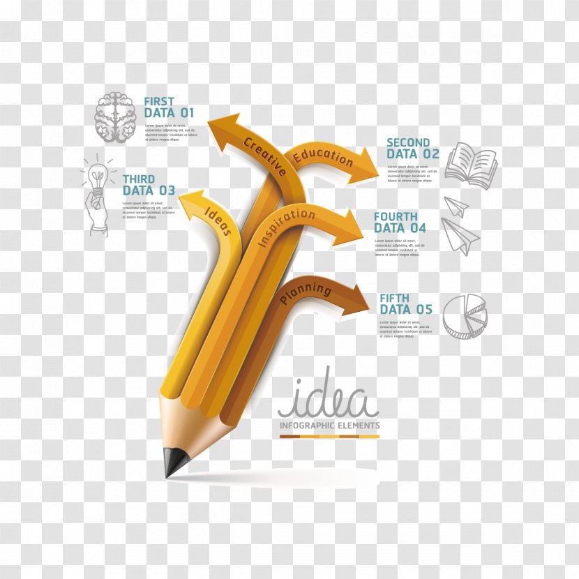 Infographic Pencil Education Illustration - School - Flat Creative Pen Transparent PNG