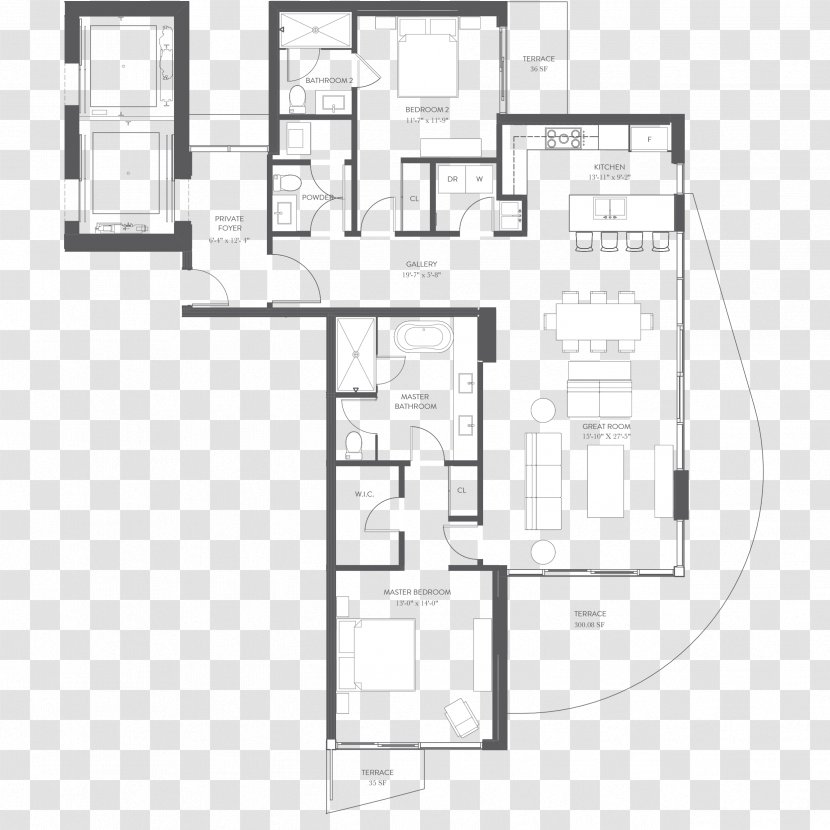 Floor Plan Miami House Apartment - Terrace - Real Estate Transparent PNG