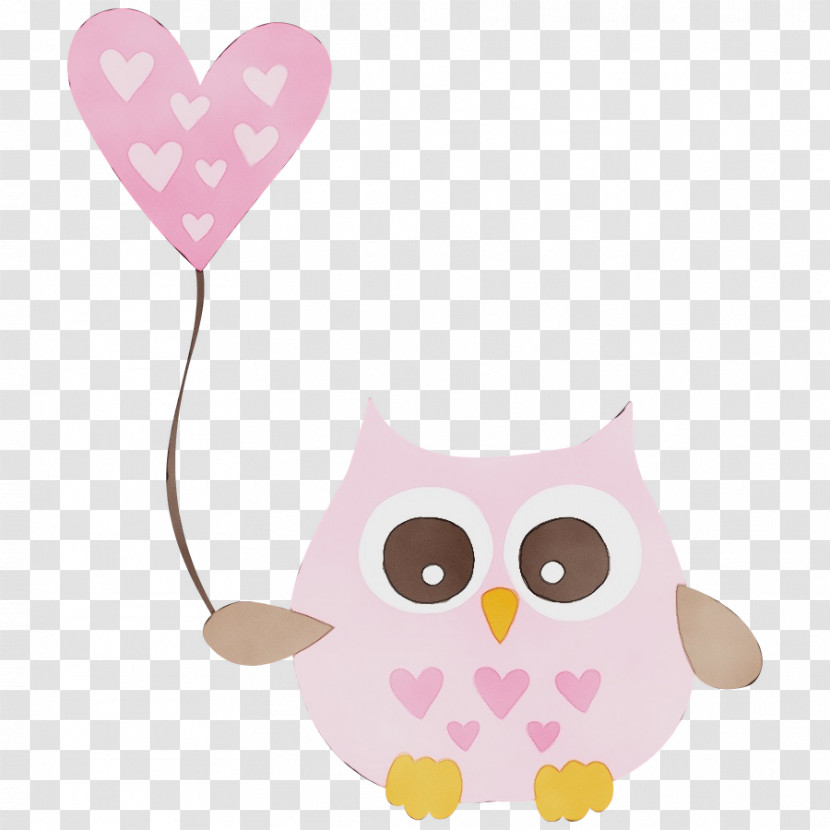 Owls Pink M Beak Heart M-095 Transparent PNG
