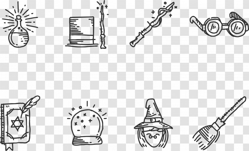 Harry Potter Hogwarts Drawing - Black And White - Hand Painted Icon Transparent PNG