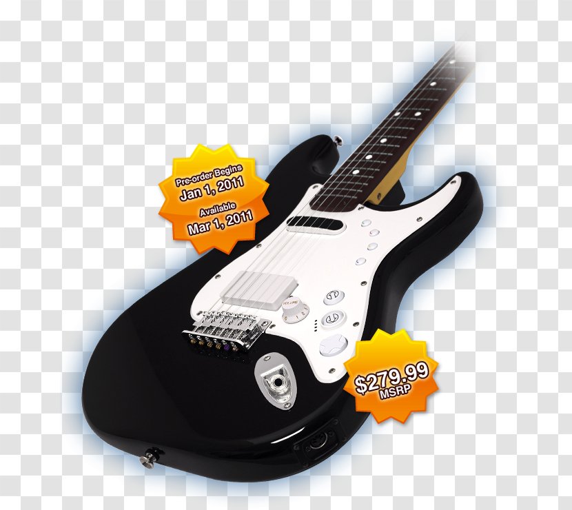 Electric Guitar Rock Band 3 Squier Deluxe Hot Rails Stratocaster - Slide Transparent PNG