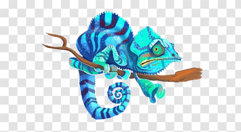 Chameleons Reptile Brookesia Minima Illustration - Mythical Creature - Blue Chameleon Transparent PNG