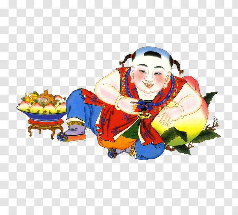 Yangliuqing New Year Picture U6768u67f3u9752u5e74u753b Chinese U6728u7248u5e74u753b - Menshen - Festive Fuwa Lucky Boy Transparent PNG