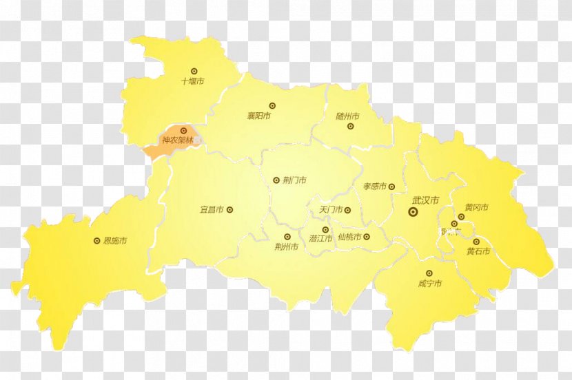Map Yellow Ecoregion Area - City Of Hubei Transparent PNG