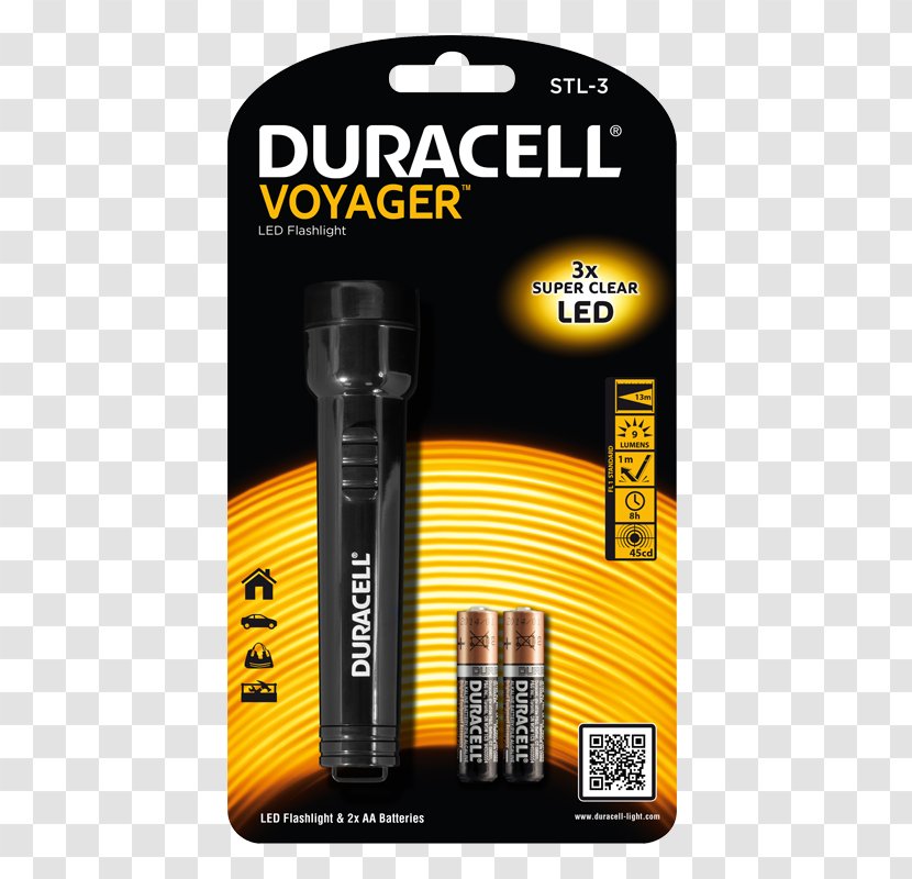 Flashlight Duracell Voyager Torch Electric Battery - Aa Transparent PNG