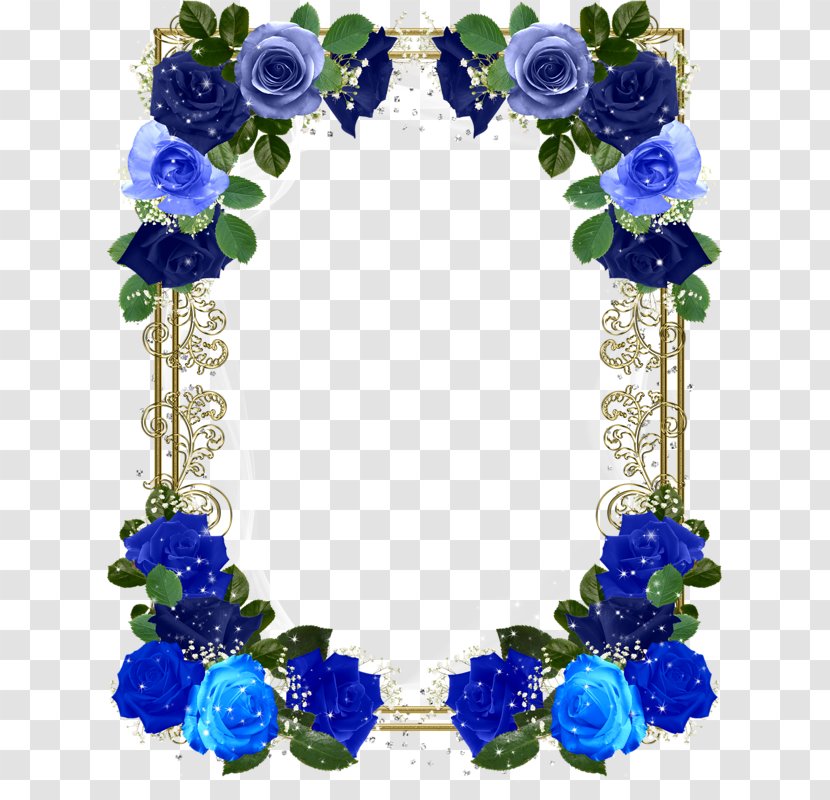 Blue Rose Picture Frames - Flower Border Transparent PNG