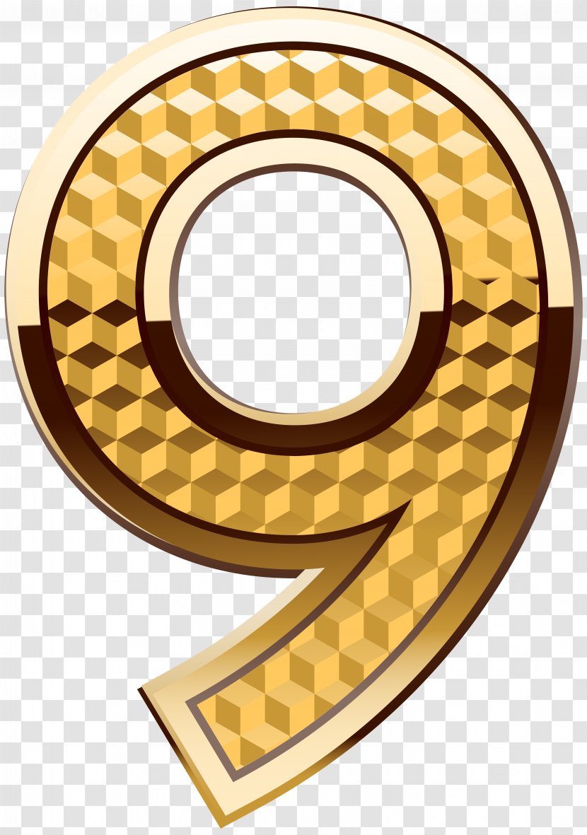 Icon Number Clip Art - Product Design - Gold Nine Image Transparent PNG