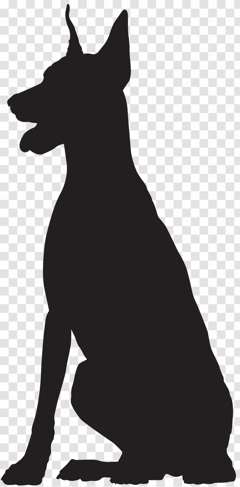 Dog Breed Black And White Snout - Pinscher - Doberman Silhouette Clip Art Image Transparent PNG