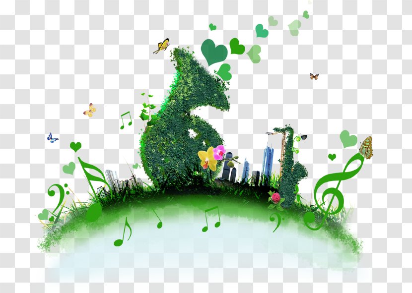 Poster Energy Conservation Environmental Protection Green - Cartoon - Musical Elements Transparent PNG