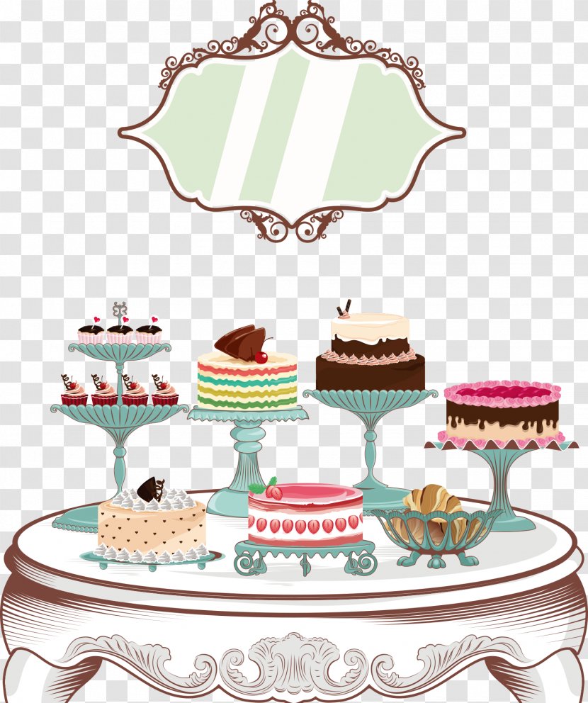 Sugar Cake Royal Icing Torte Dessert - Vector Cartoon On The Table Transparent PNG