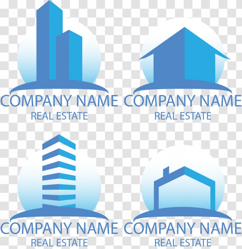 Logo Real Estate Icon - Template - Vector Painted Blue Transparent PNG