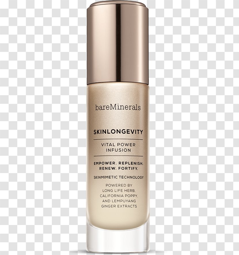 BareMinerals SKINLONGEVITY Vital Power Infusion Skin Care BAREPRO Performance Wear Liquid Foundation Cosmetics - Serum - Bottle Transparent PNG