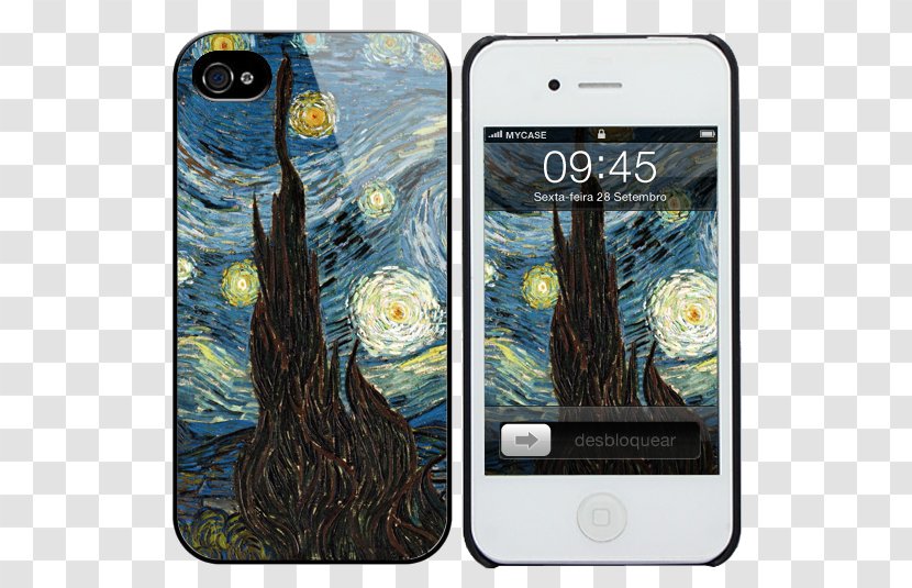 The Starry Night Van Gogh Self-portrait Over Rhône View Of Toledo Painting - Mobile Phone Transparent PNG