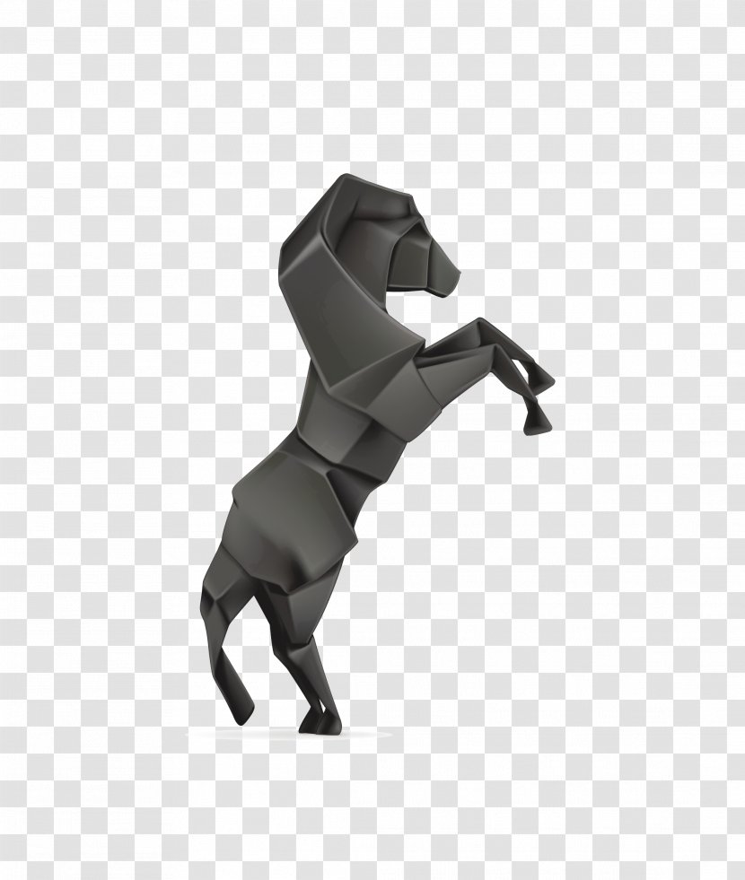 Horse Paper Origami Royalty-free - Vector Black Animal Culture Transparent PNG