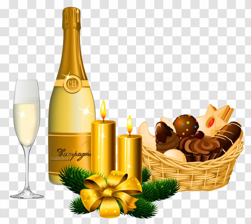 New Year Delicacies And Champagne Picture - Product Transparent PNG