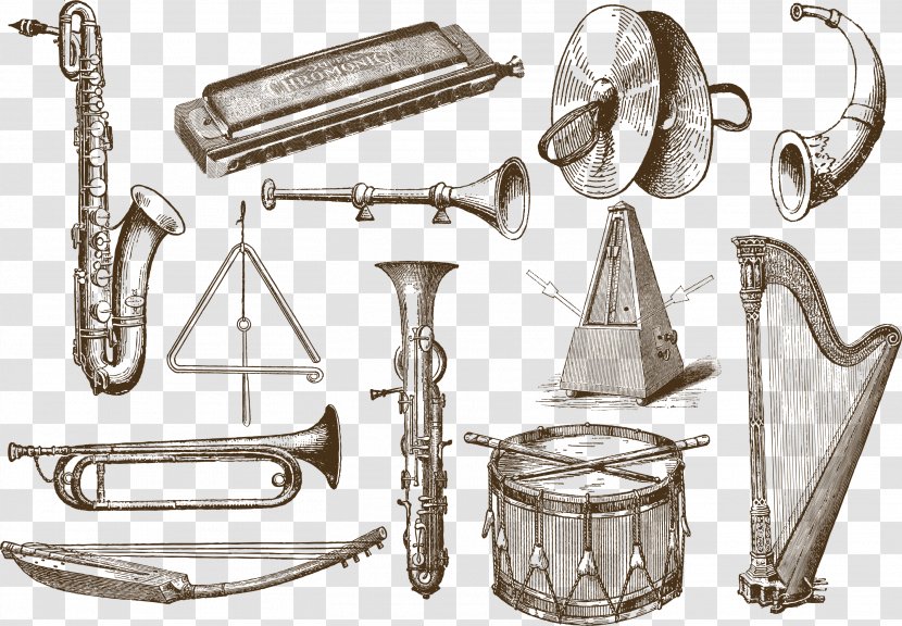 Musical Instruments Drawing Sketch - Tree - Vector Transparent PNG