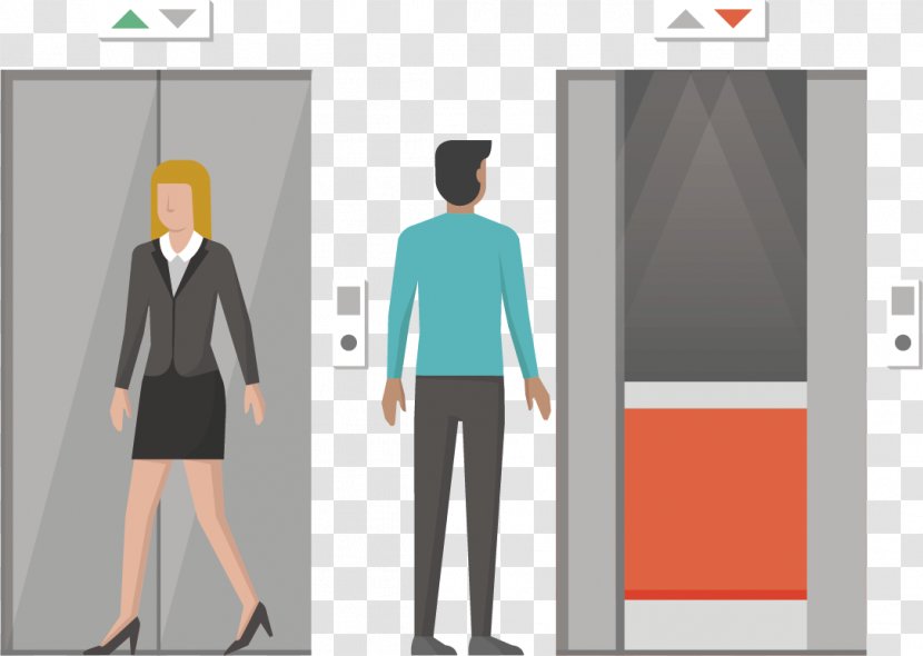 Elevator Cartoon Icon - Drawing - Men And Women Transparent PNG