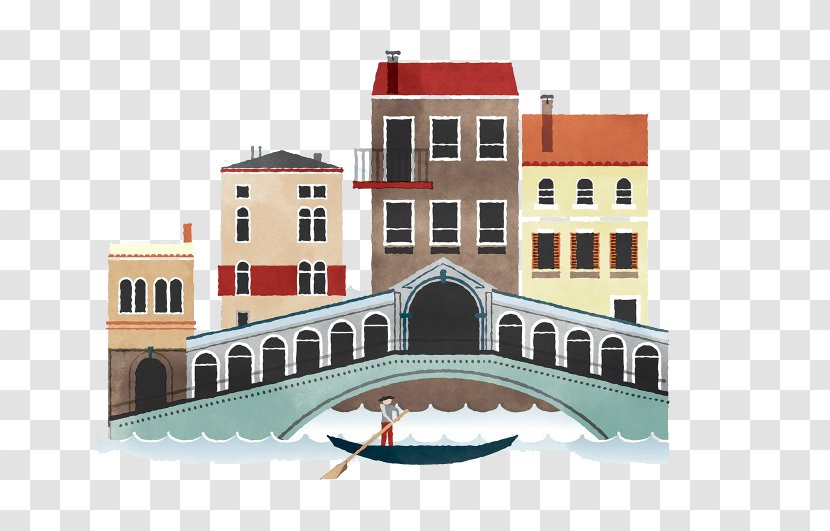 Europe Cartoon Building Illustration - Architectural Illustrator - Water City Transparent PNG