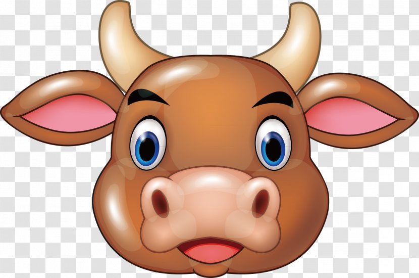 Cartoon Animation Drawing - Head - Cow Vector Material Transparent PNG