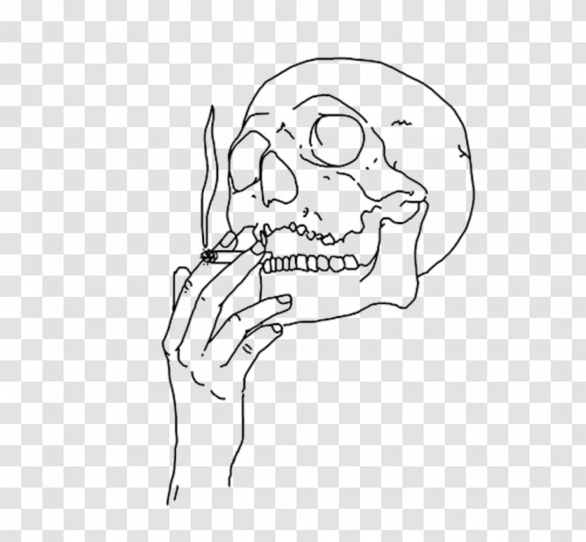 Skull Of A Skeleton With Burning Cigarette Paper Sticker - Frame Transparent PNG
