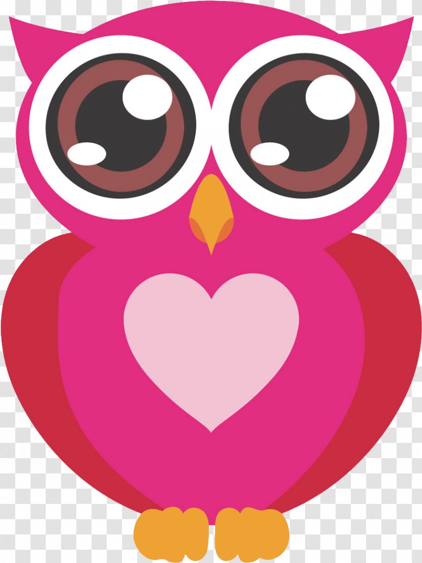 Owl Pink Cartoon Heart Bird Of Prey - Love Magenta Transparent PNG
