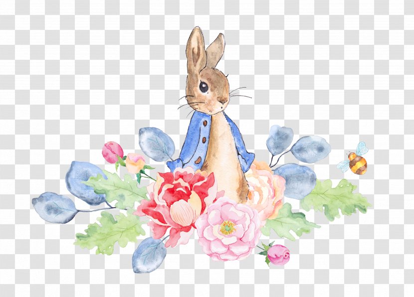 The Tale Of Peter Rabbit Watercolor Painting Clip Art - Rabbits And Hares In - Flowers Transparent PNG