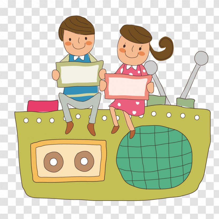 Illustration - Toddler - Couple On The Radio Transparent PNG