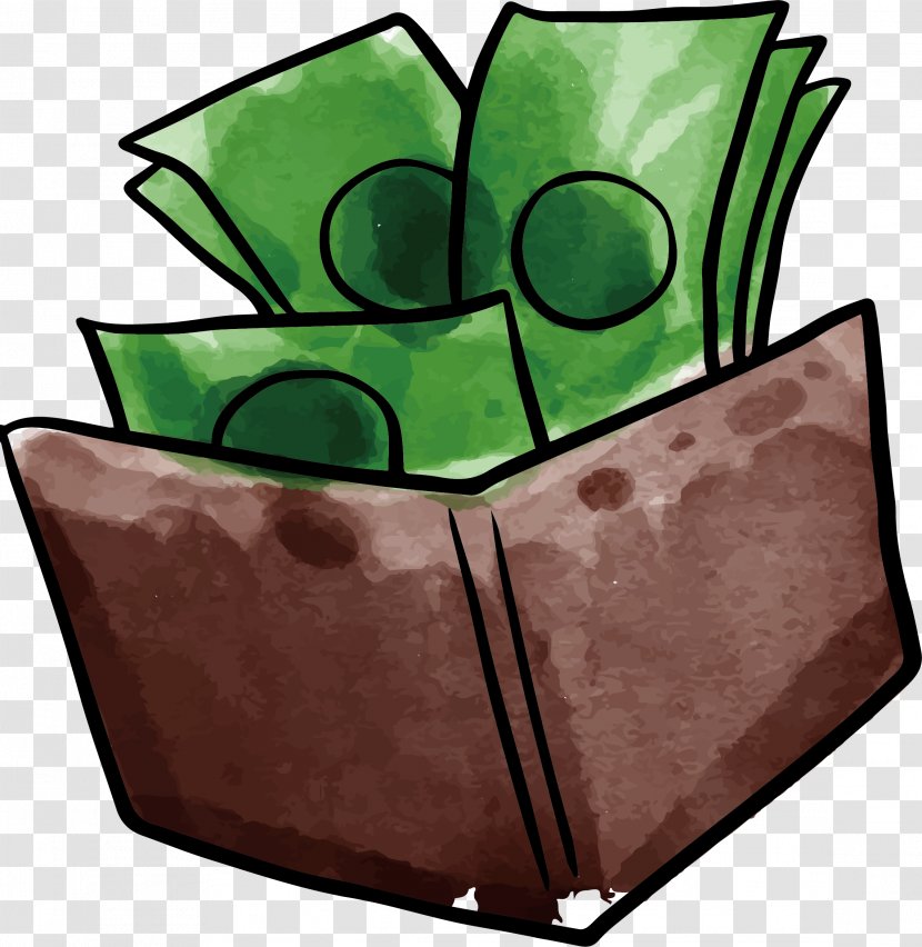 Wallet - Flowerpot - Watercolor Vector Transparent PNG