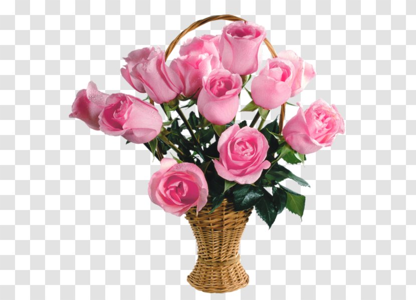Rose Flower Bouquet Pink Basket - Petal - Roses Transparent PNG