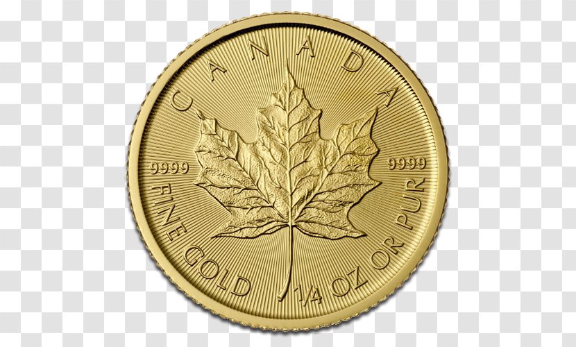 Canadian Gold Maple Leaf Ounce Bullion Coin - Tree Transparent PNG