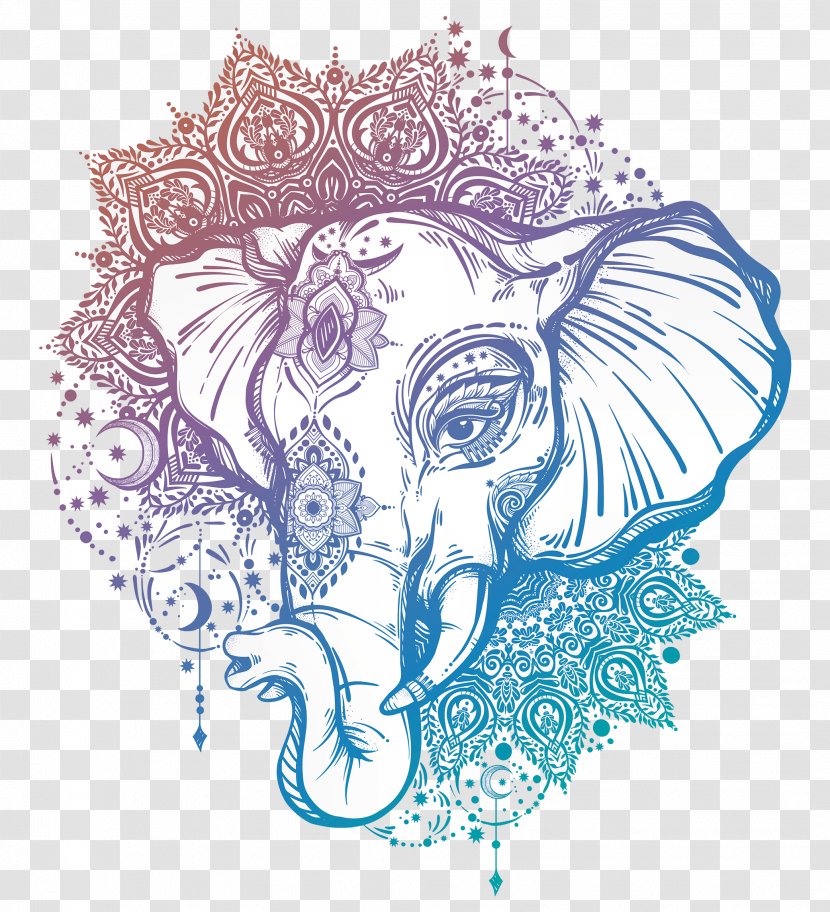 Tattoo Artist Mandala Ganesha Elephant - Cartoon Transparent PNG