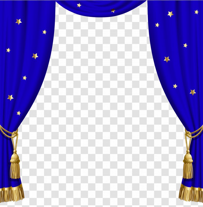 Window Blind Curtain Blue - Pattern - Transparent Curtains With Gold Tassels And Stars Transparent PNG