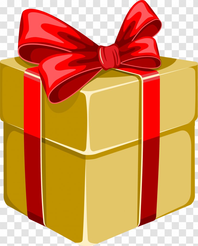 Gift Box Gratis Clip Art - Christmas - Yellow Bow Transparent PNG