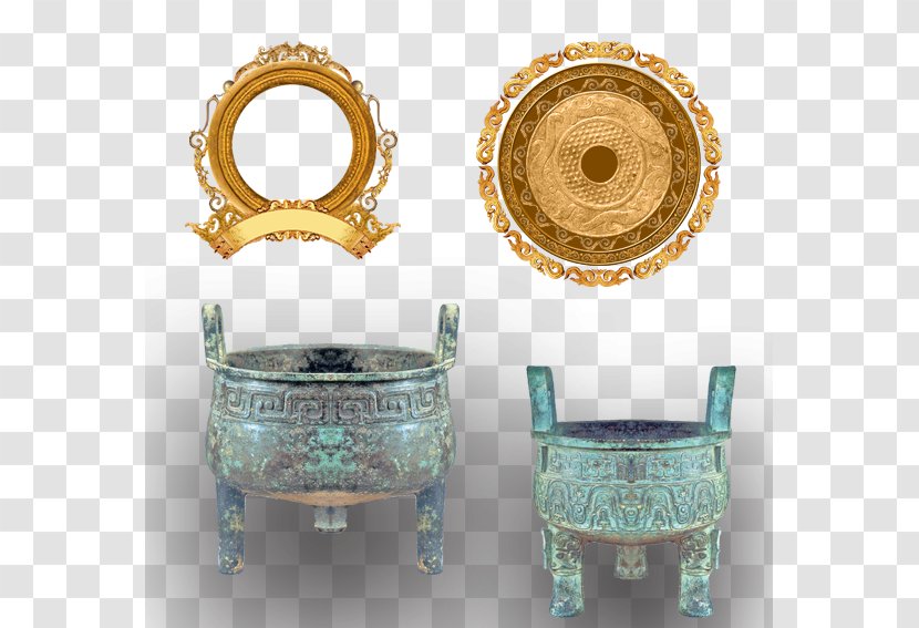 Chinoiserie Download - Motif - Bronze Mirrors And Tripod Collection Transparent PNG