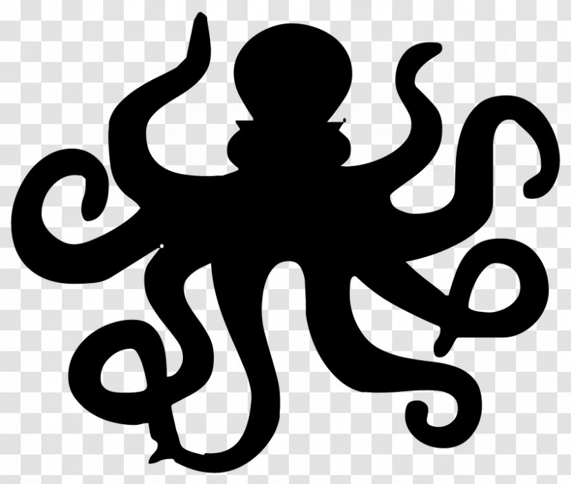 Octopus Silhouette Drawing - Black And White Transparent PNG