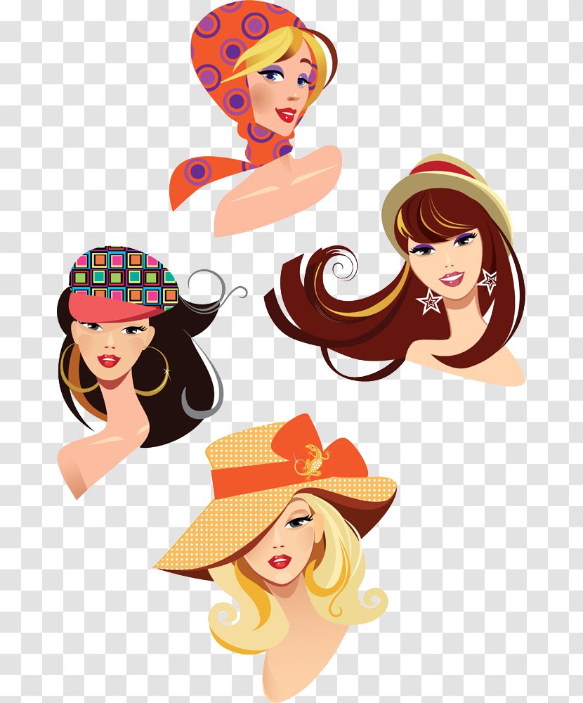 Cartoon Fashion Woman Illustration - Flower - Four Women Transparent PNG