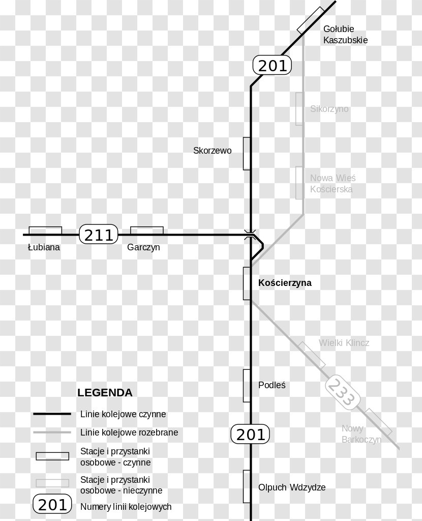 Kościerzyna Railway Station Bahnstrecke Gdynia Główna–Kościerzyna Rail Transport Chojnice Kutno–Piła Główna - Baanvak - Linie Transparent PNG