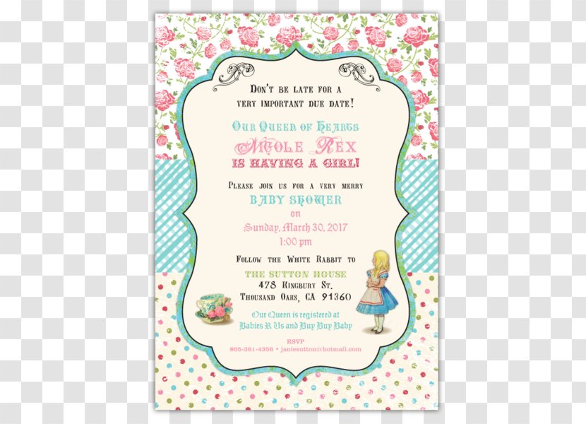 Wedding Invitation Shabby Chic Alice's Adventures In Wonderland - Text Transparent PNG