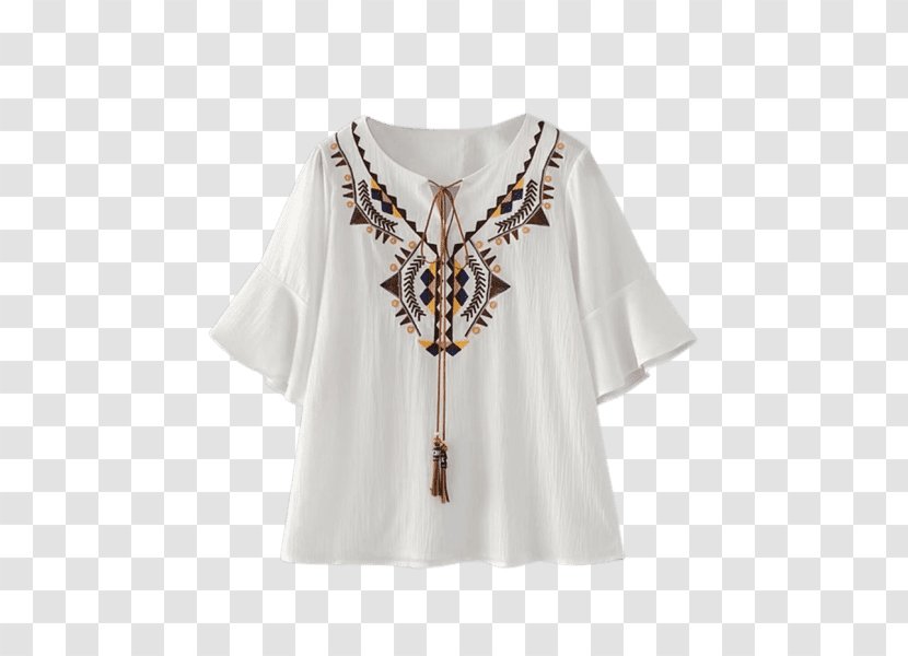 Sleeve T-shirt Blouse Clothing - Neckline - Dining Tablecloth Tassels Transparent PNG
