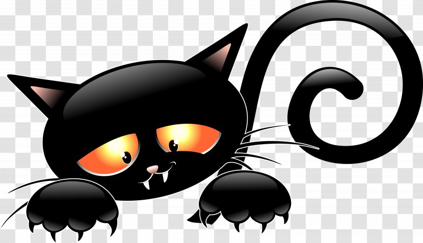 Black Cat Kitten Cartoon - Tabby - Cats Transparent PNG
