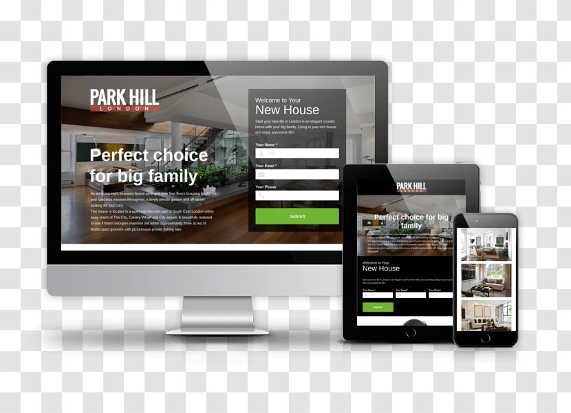 Responsive Web Design Template Landing Page Joomla Advertising - Multimedia - Park Estate Transparent PNG