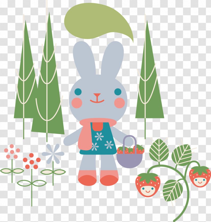 Easter Bunny Rabbit Aedmaasikas - Holiday - Pick Strawberries Transparent PNG