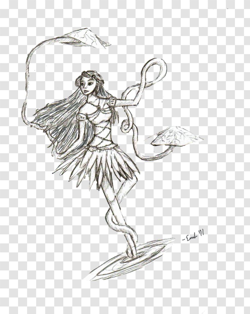 Art Drawing Fairy Sketch - Line - Flower Color Water Transparent PNG