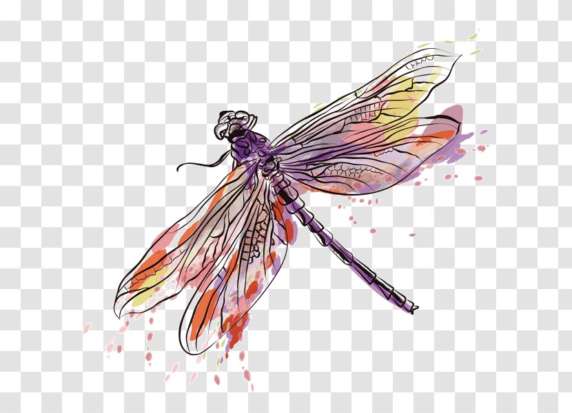 Temporary Tattoos Clip Art Vector Graphics Image - Watercolor Painting - Dragonflies Transparent PNG