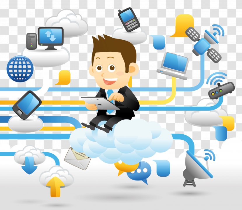 Cloud Computing Digital Data Marketing Icon - Cartoon Business Man Transparent PNG