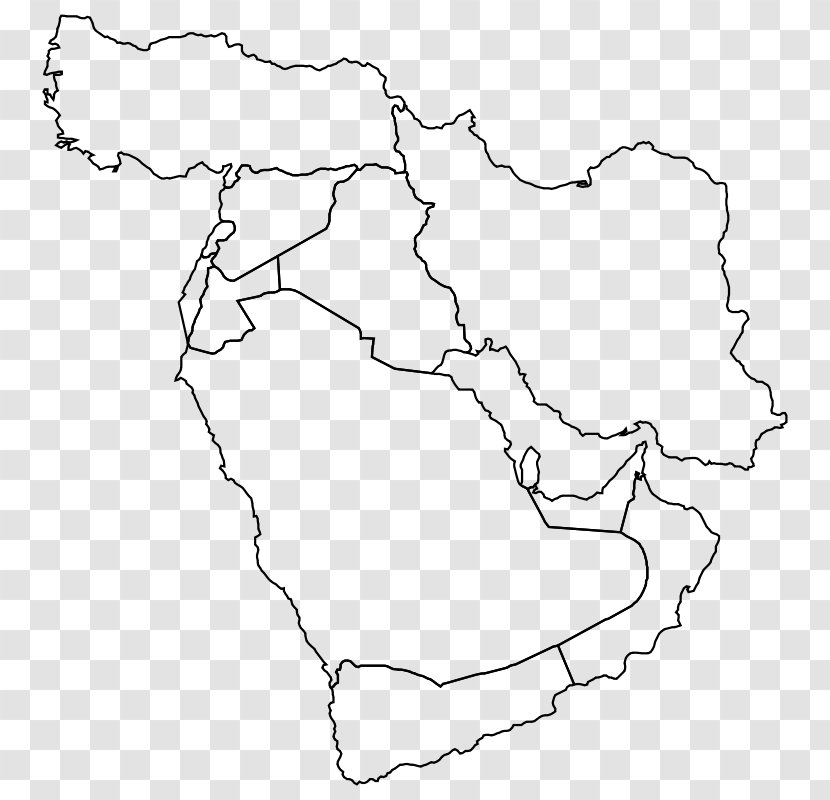 Middle East Western Asia Blank Map World - Artwork Transparent PNG