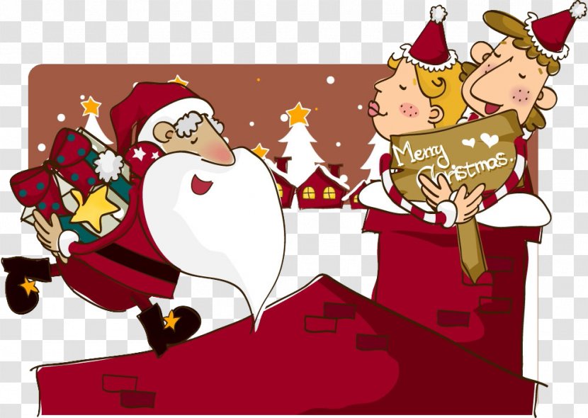 Santa Claus Gift Christmas Illustration - Ornament - Giving Gifts Transparent PNG