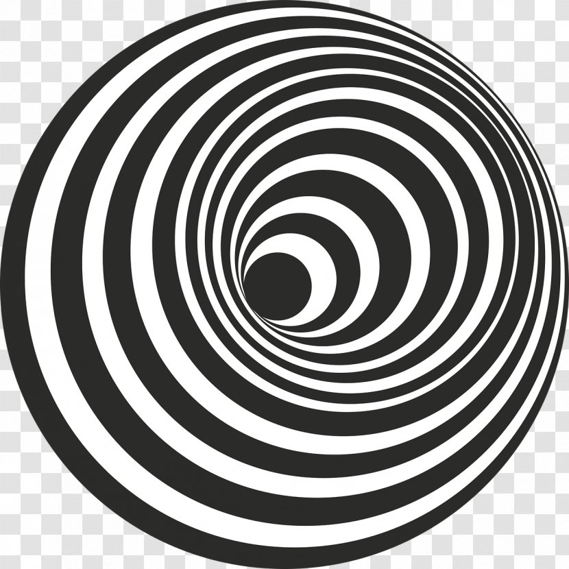 3D Computer Graphics Spiral Optical Illusion - Black And White Transparent PNG