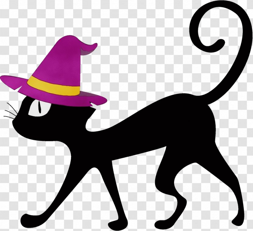 Black Cat Hat Tail Small To Medium-sized Cats - Watercolor - Costume Mediumsized Transparent PNG